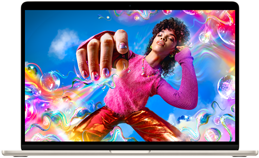 „MacBook Air“ ekranas, kuriame rodomas spalvingas vaizdas siekiant pademonstruoti „Liquid Retina“ ekrano spalvų diapazoną ir raišką