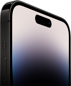 „iPhone 14 Pro“ vaizdas iš šono, kuriame matomas „Ceramic Shield“ priekis.